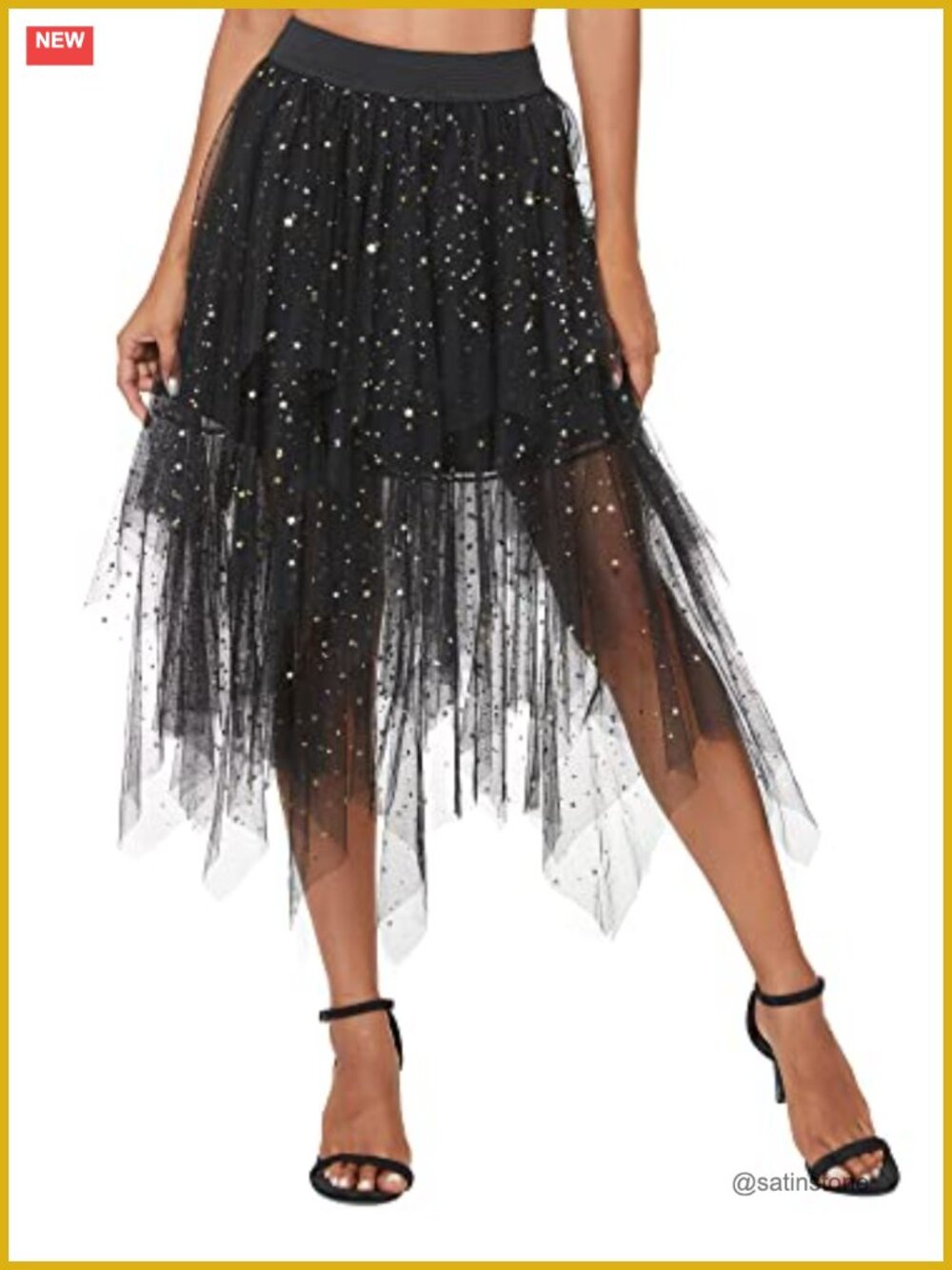 Fluffy Layered Tulle Midi Skirt A-Line Tutu with Elastic Waist